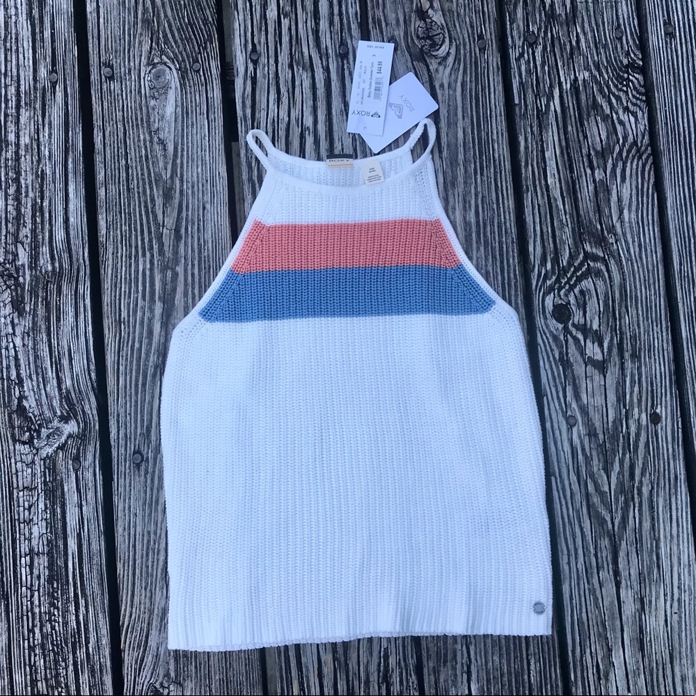 New Ladies ROXY Retro 70’s Look Mod Summer Beach Stripe Sweater Tank Top M